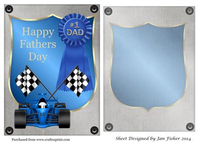 Fathers Day Card Front & Insert Blue Car