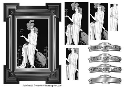 Art Deco Pyramid Topper in Black & White