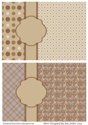 2 Card Fronts Butterfly & Diamonds in Browns