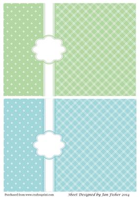 2 Card Fronts Daisys & Diamonds in Green & Teal