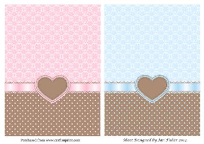 2 Card Fronts Spots in Pink & Blue