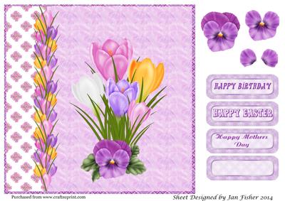 8 in Card Front Crocus & Pansy