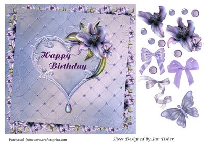 Lilac Heart Birthday 8 in Topper