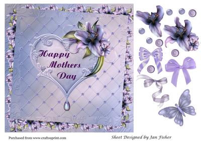 Lilac Heart Mothers Day 8 in Topper