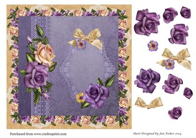 Cream & Lilac Roses 8 in Topper