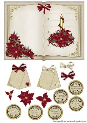 Open Book Candle and Poinsettia