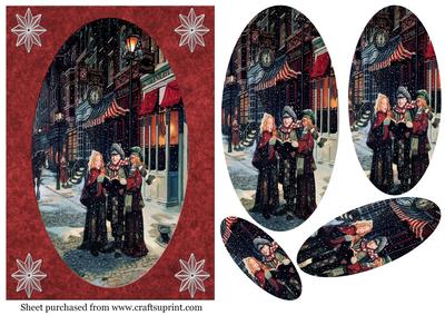 Oval Pyramid Card Front Carol Singers
