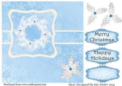 8in Card Front Wreath in Blue