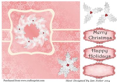 8in Card Front Wreath in Dusky Pink