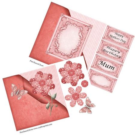 Pink & Burgundy Flower 8in Card Front