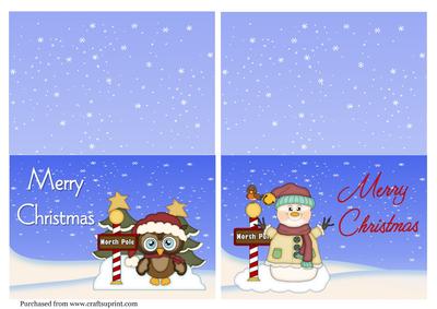 2 A6 Quick Cards (owl & Snowman)