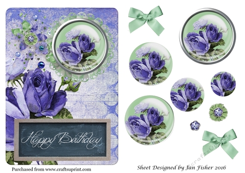 A5 Birthday card front panel lilac rose