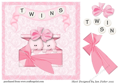 8 x 8 twin girls card front