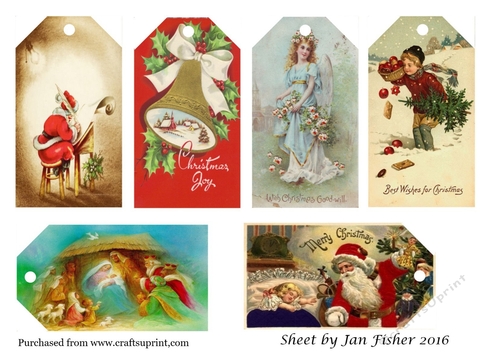 6 Vintage Christmas tags 1