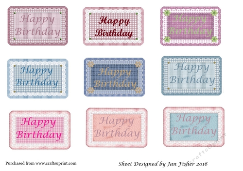 9 birthday toppers 3in x 2in