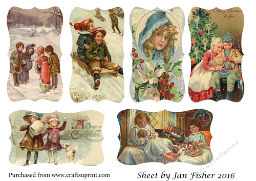 6 Vintage Christmas tags 2