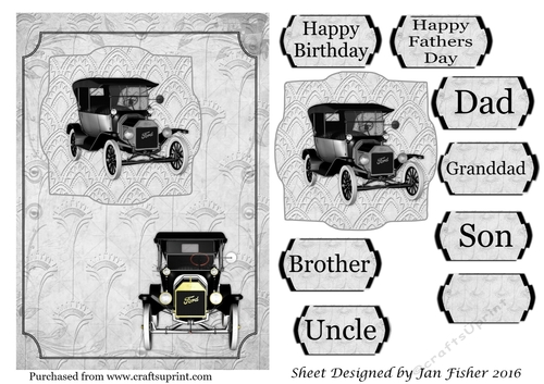 A5 Card front  vintage car