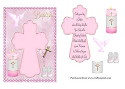 A5 Baptism Card in Pink