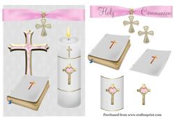 Holy Communion Card Front in Pink