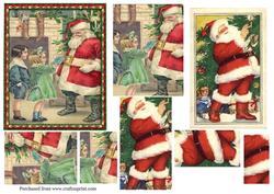 2 Vintage Santa Pyramid Toppers 1