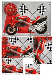 Red Motorbike Pyramid Card