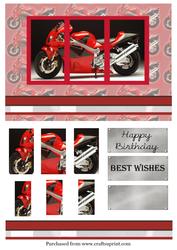 Red Motorbike 3 Pyramid Topper