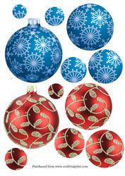 2 Red & Blue Bauble Pyramid Toppers