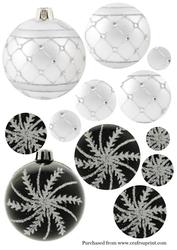 Black & White Bauble Pyramid Toppers