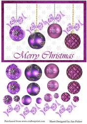 Purple Christmas Bauble Pyramid Card