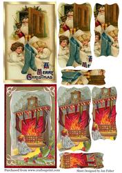 2 Vintage Santa Pyramid Toppers #11
