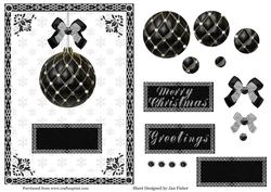 Black & Silver Bauble Pyramid Card