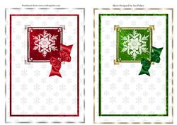 2 A5 Christmas Snowflake Card Fronts in Red & Green