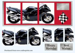 Large Dl Black Motorcycle 3 Pyramid Card
