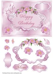 A5 Happy Birthday in Pink