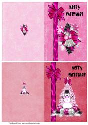 2 A6 Quick Christmas Cards in Pink & Red