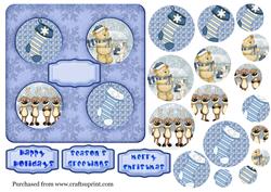 4 Corners Christmas Pyramid Card Topper in Blue