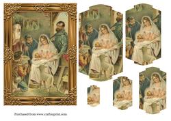 Vintage Nativity Scene in Copper Frame