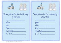 2 A5 Christening Invitations Boy