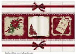 Burgundy on Cream Double Fold Back Card with Open Book