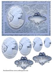 Blue Cameo Pyramid Card Topper