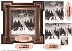 7 in Art Deco Pyramid Topper in Sepia