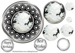 Round Black & White Cameo Pyramid Topper
