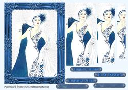 Flapper Lady in Blue Frame