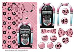 Jukebox Ages Card in Pink