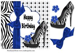 Zebra Birthday Shoe in Blue