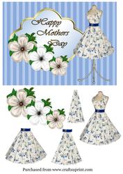 Blue Flowery Dress Mothers Day Card Front