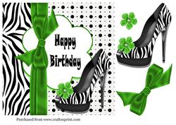 Zebra Birthday Shoes in Green