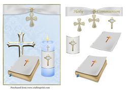 Holy Communion Card Front in Blue