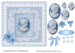 8in Card Topper Blue Cameo