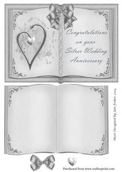Open Book Silver Wedding Anniversary & Insert